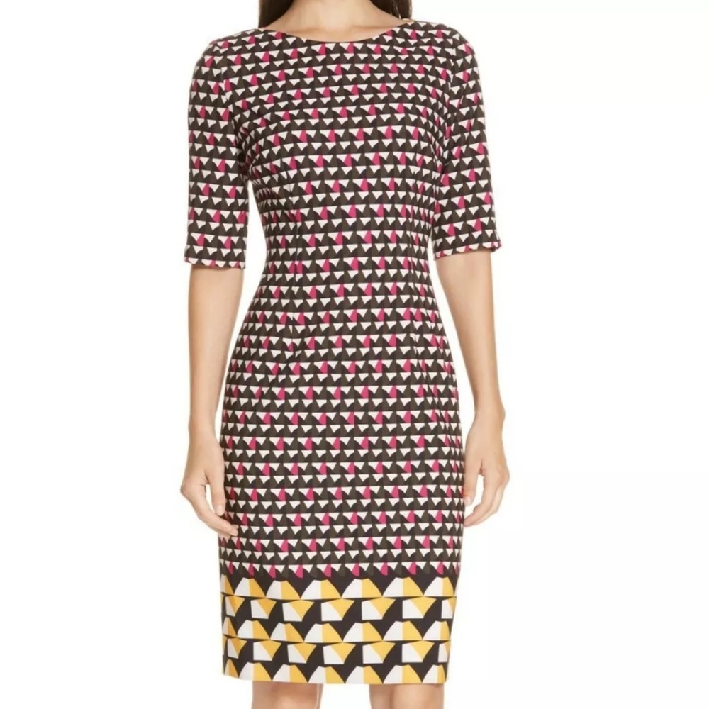 NWOT Hugo Boss Dareika Anthracite Sheath Above The Knee Dress, US 0, Multicolor
